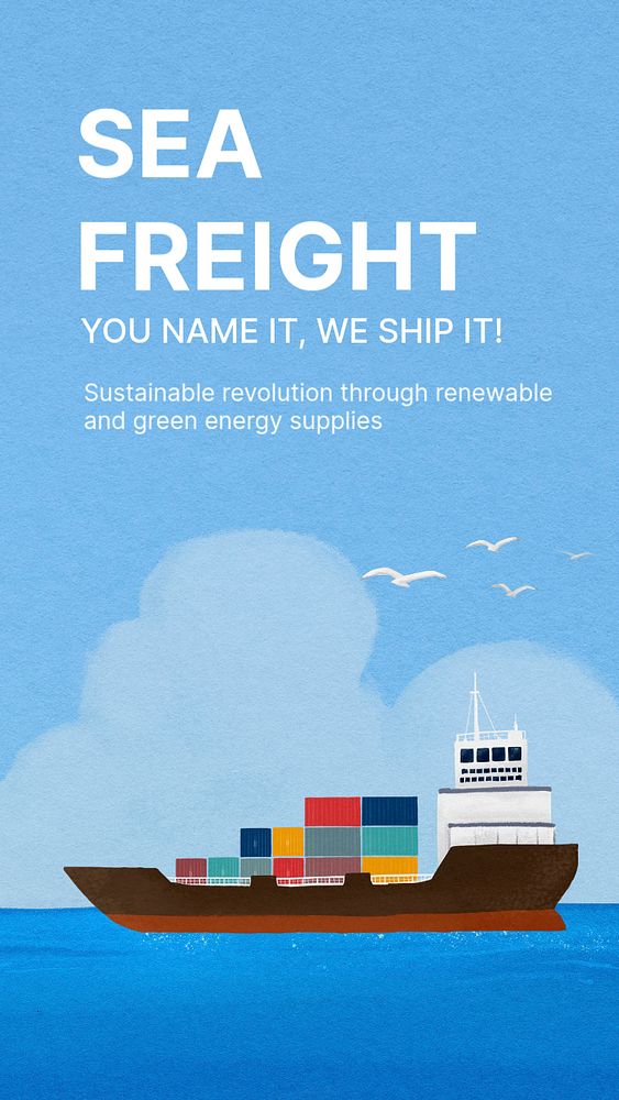 Sea freight Instagram story template, logistics industry