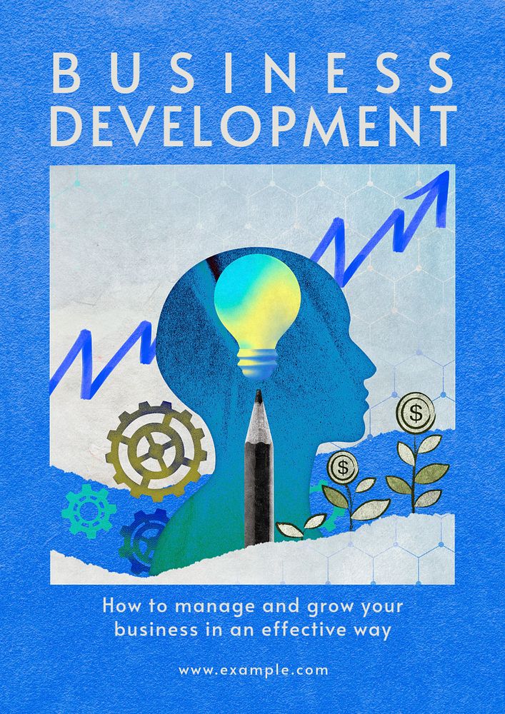 Business development poster editable template, finance, growth