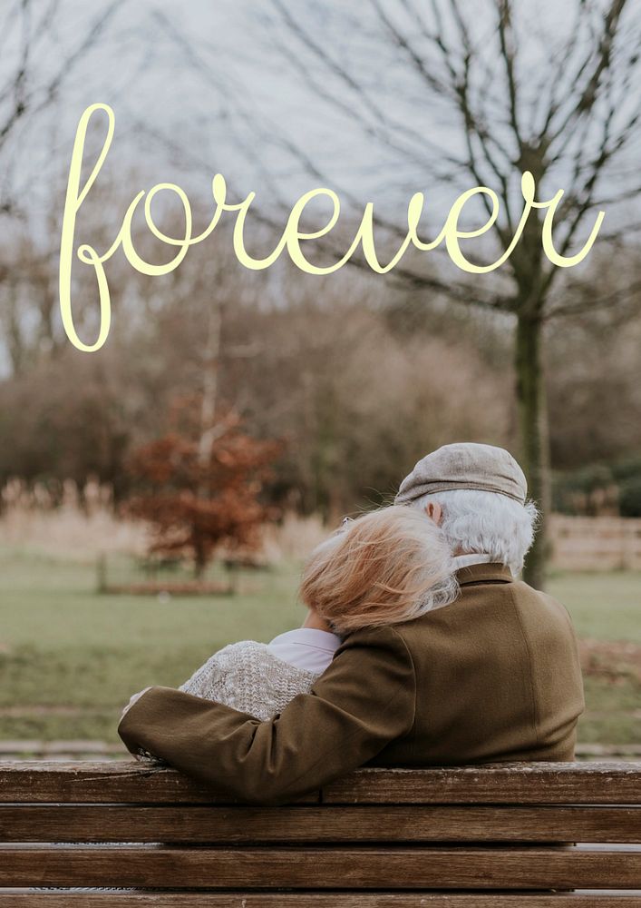 Elderly couple poster template, editable text