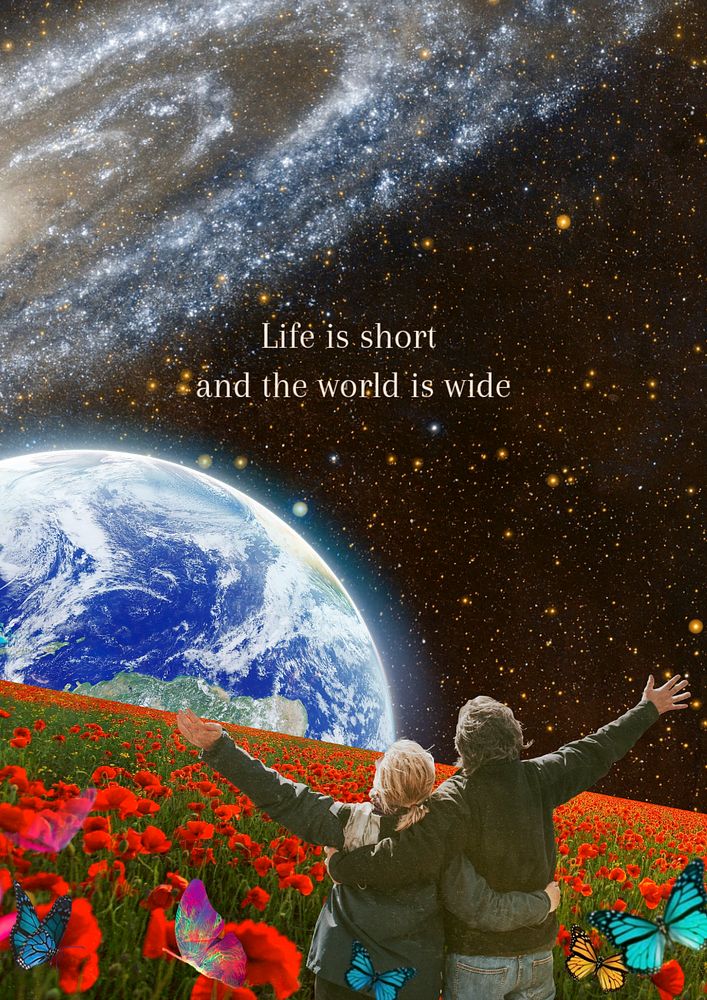 Romantic space poster template, surreal collage art remixed media