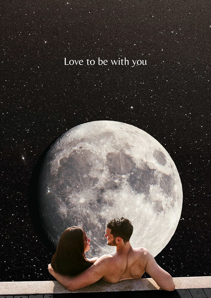 Happy couple poster template, surreal collage art remixed media