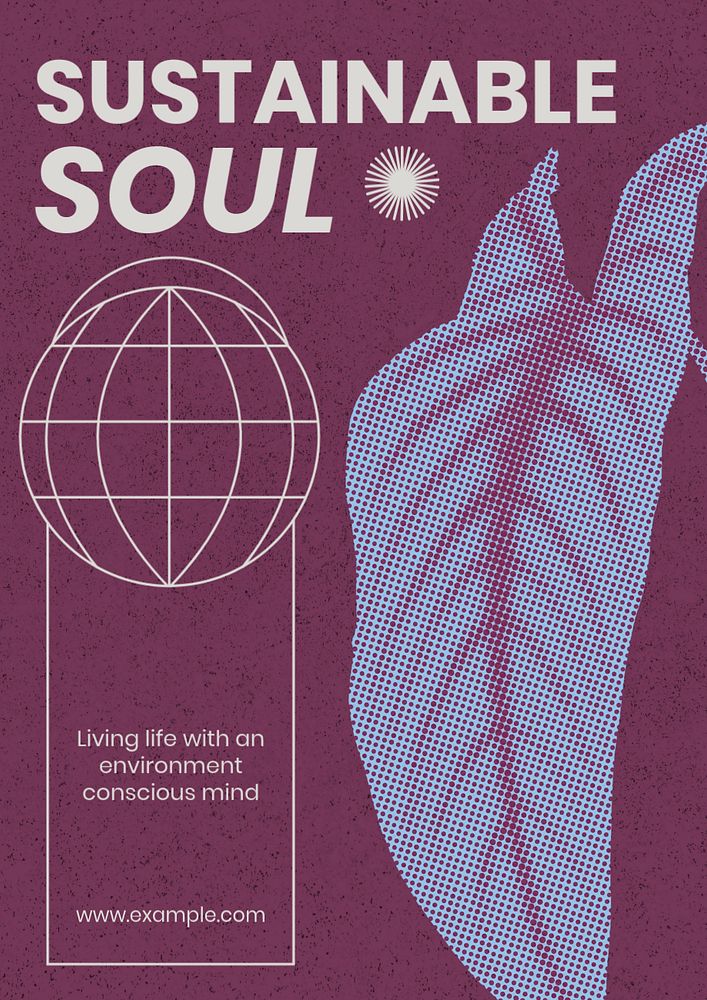 Sustainable soul poster template, halftone aesthetic, editable text