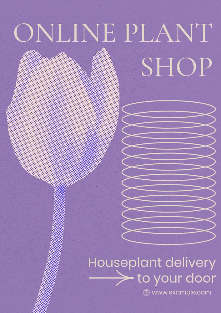 Plant shop poster template, halftone aesthetic, editable text
