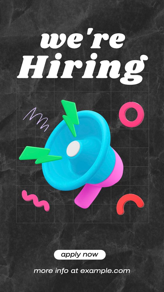 3D Memphis Instagram story template, we're hiring text