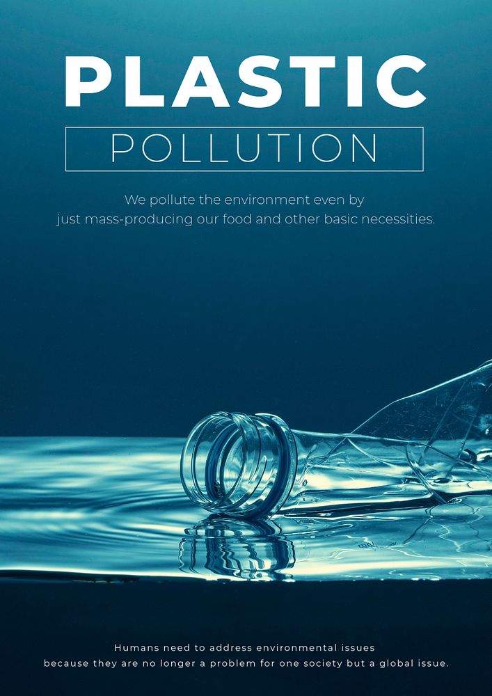 Plastic pollution poster template, editable design