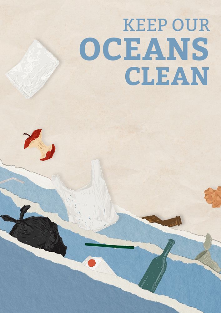Plastic pollution poster template, editable design