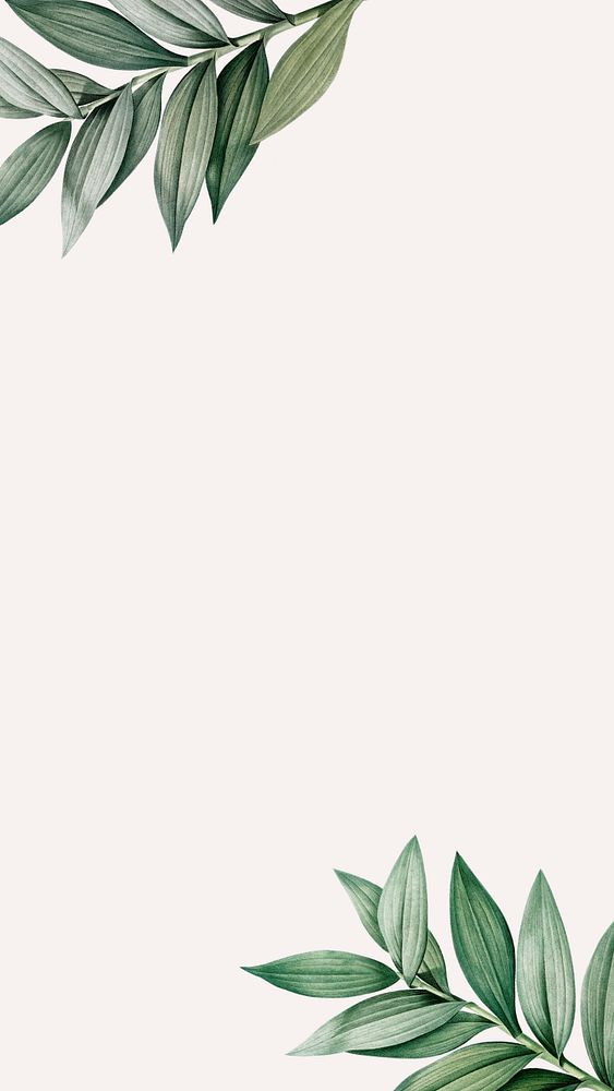 Editable tropical mobile wallpaper, green leaf border design