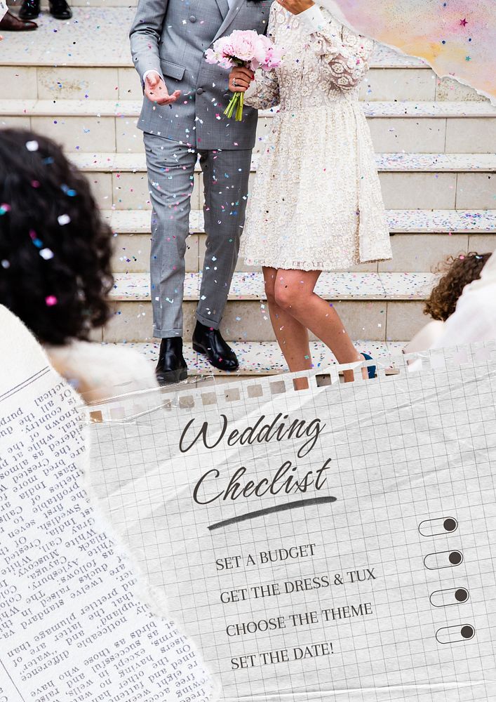 Wedding checklist poster template, editable text & design