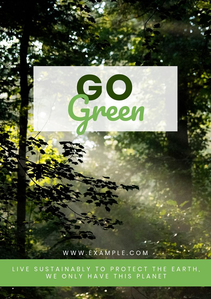 Go green poster template, editable text & design