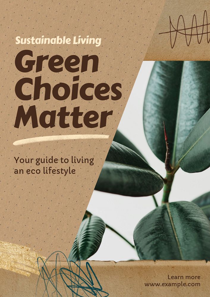 Eco lifestyle poster template, editable text & design