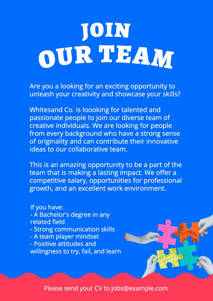 Join our team poster template, editable text and design