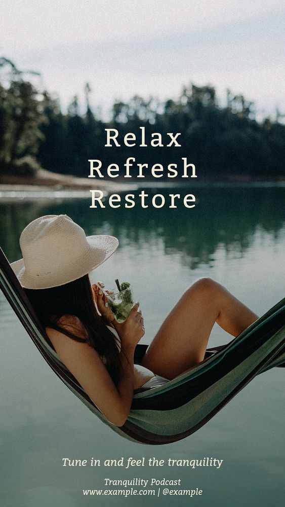 Relax, refresh & restore Facebook story template, editable design