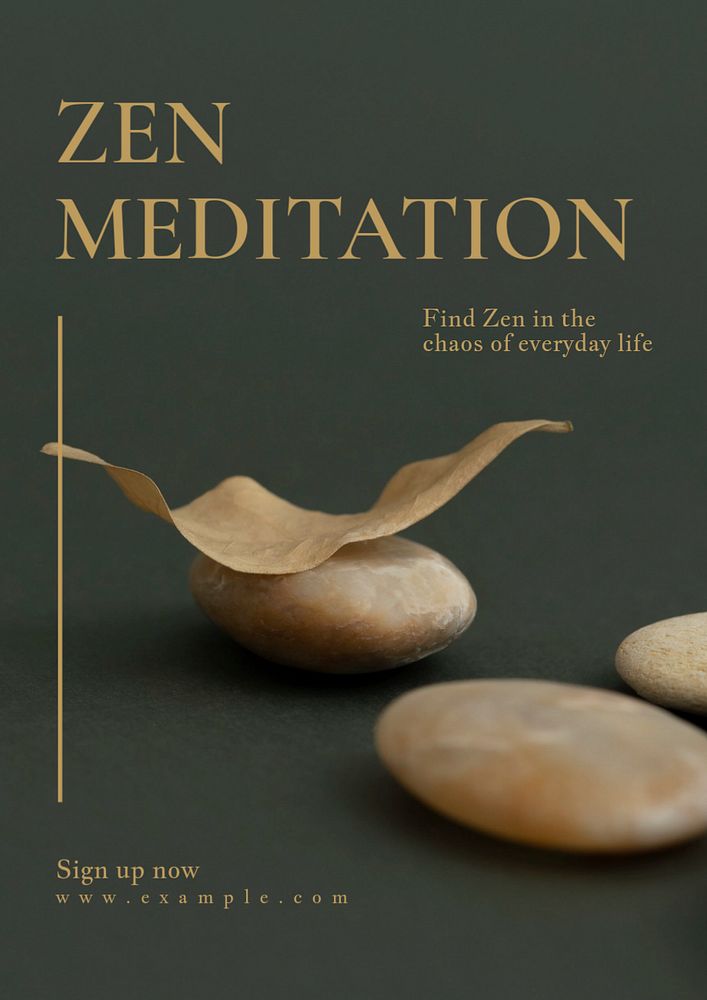 Zen meditation poster template, editable text & design