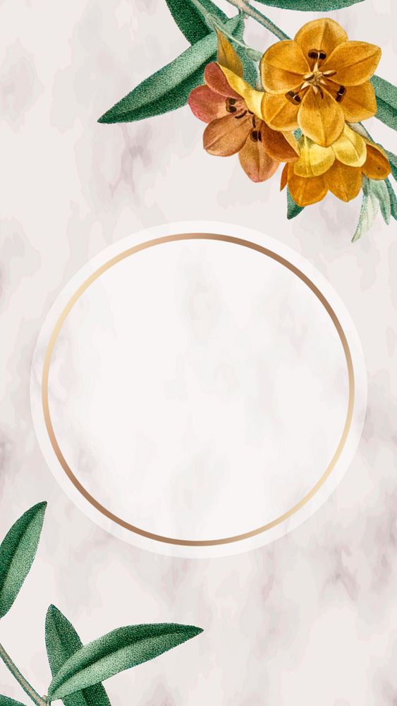 Floral frame iPhone wallpaper, editable beige design