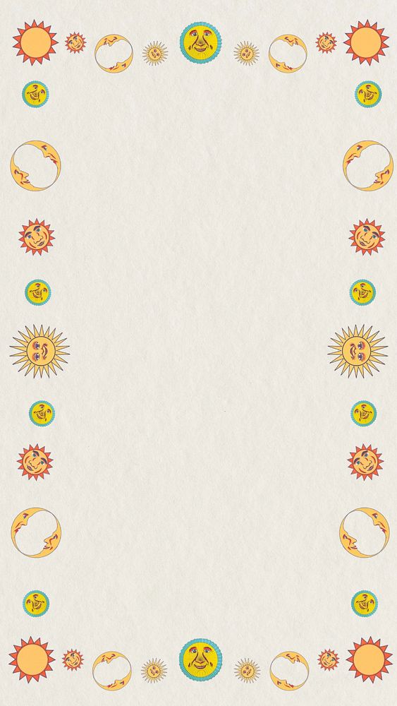 Beige sun moon iPhone wallpaper, editable design