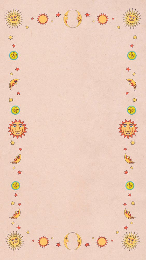 Pink sun moon iPhone wallpaper, editable design