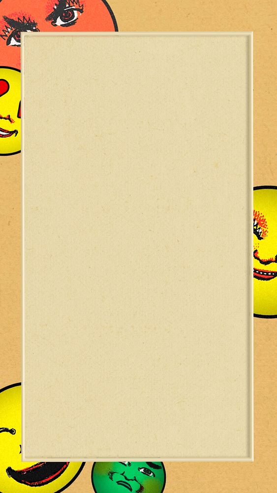 Beige emoticon iPhone wallpaper, editable design