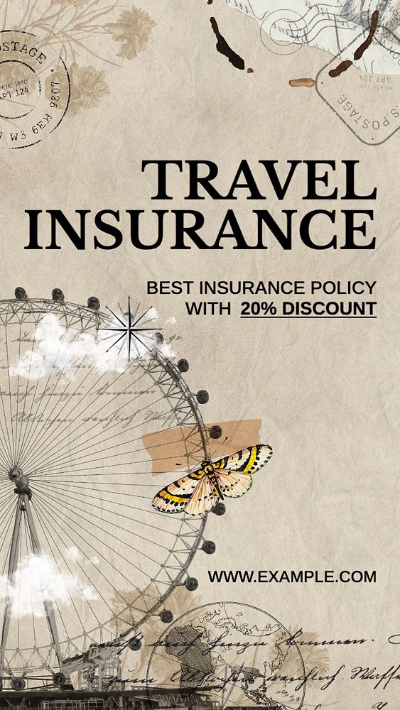 Travel insurance Instagram story template, editable text