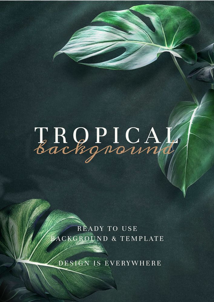 Tropical leaves poster template, editable design