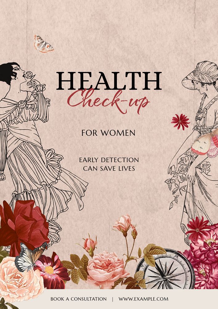 Health checkup editable poster template, vintage ephemera remix