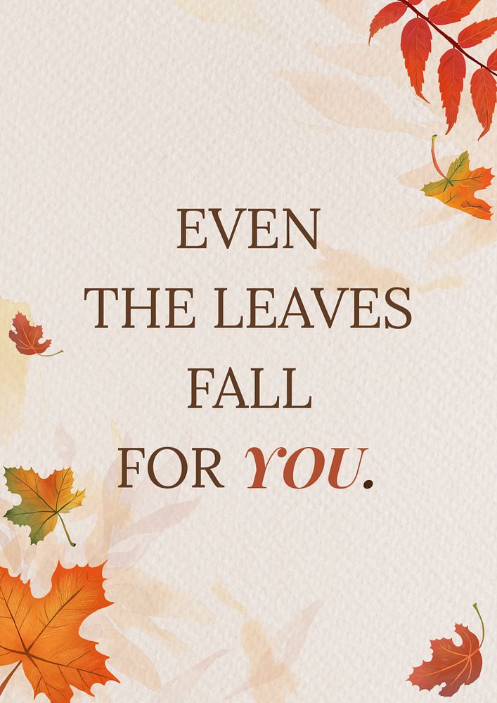 Fall season quote poster template,  editable text