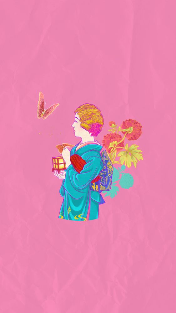 Customizable aesthetic vintage Japanese woman, ukiyo-e remix