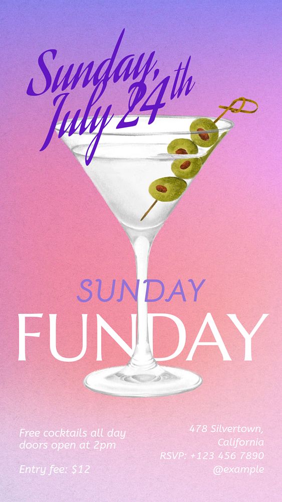 Vodka martini Instagram story template, editable design