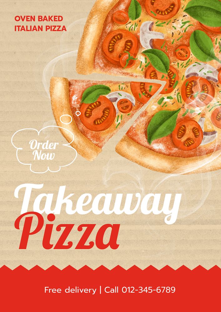 Takeaway pizza customizable poster template