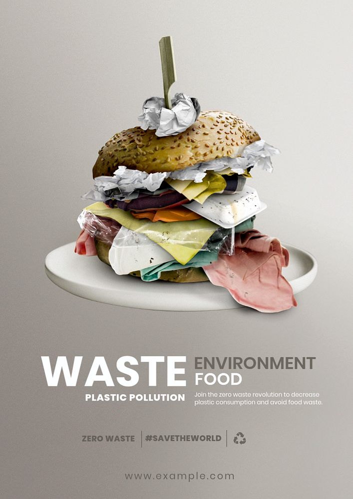 Food waste poster template, editable | Free Editable Template - rawpixel