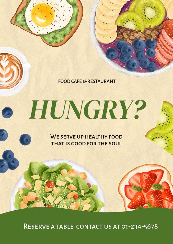 Healthy food customizable poster template