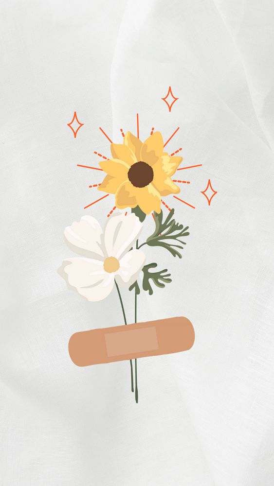 Cute flowers mobile wallpaper, white paper texture