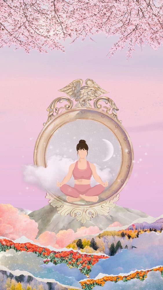 Aesthetic pink yoga iPhone wallpaper