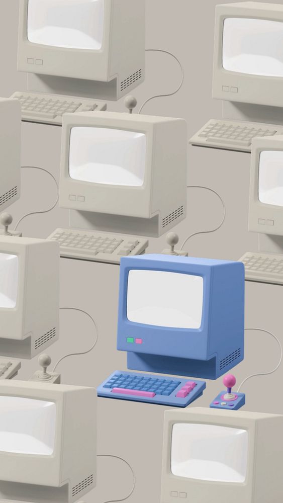 Retro computer gray iPhone wallpaper