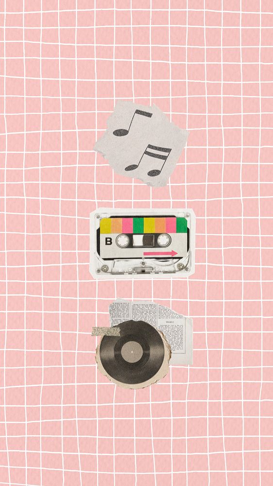 Retro music pink iPhone wallpaper