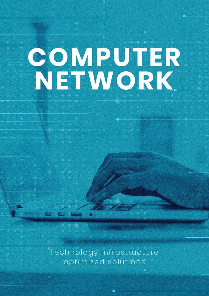 Computer network technology poster template, editable digital device design