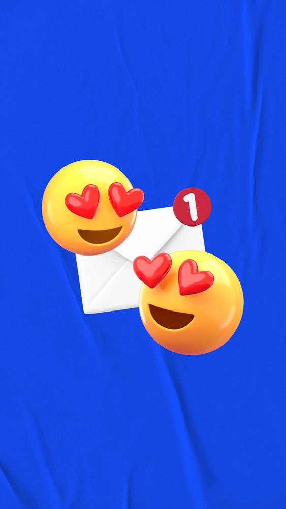 3D love emoticon iPhone wallpaper illustration