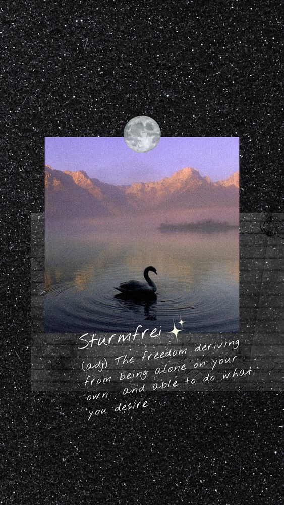 Swan aesthetic mobile wallpaper template, editable design