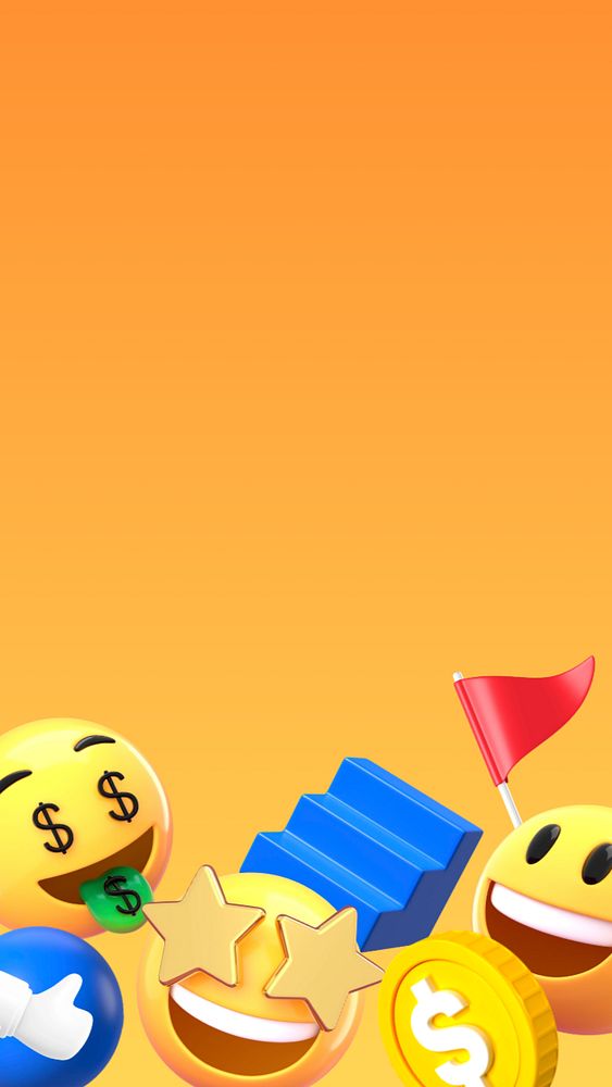 Business success emoticons phone wallpaper, 3D yellow background, editable design