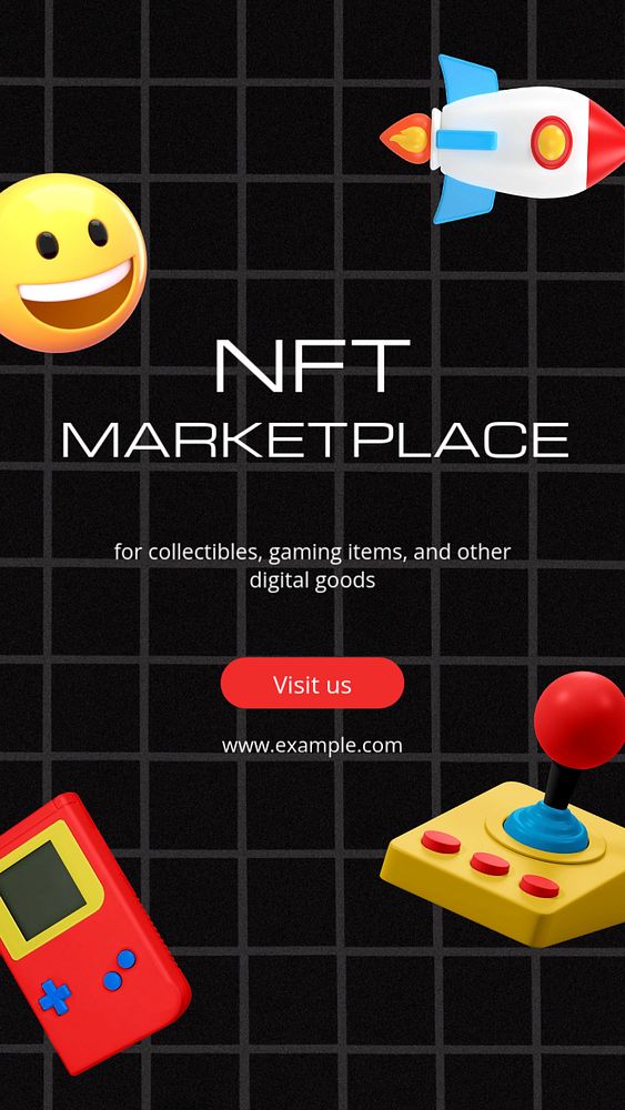 NFT marketplace Instagram story template, editable design