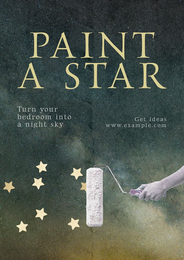 Painting stars poster template, editable design