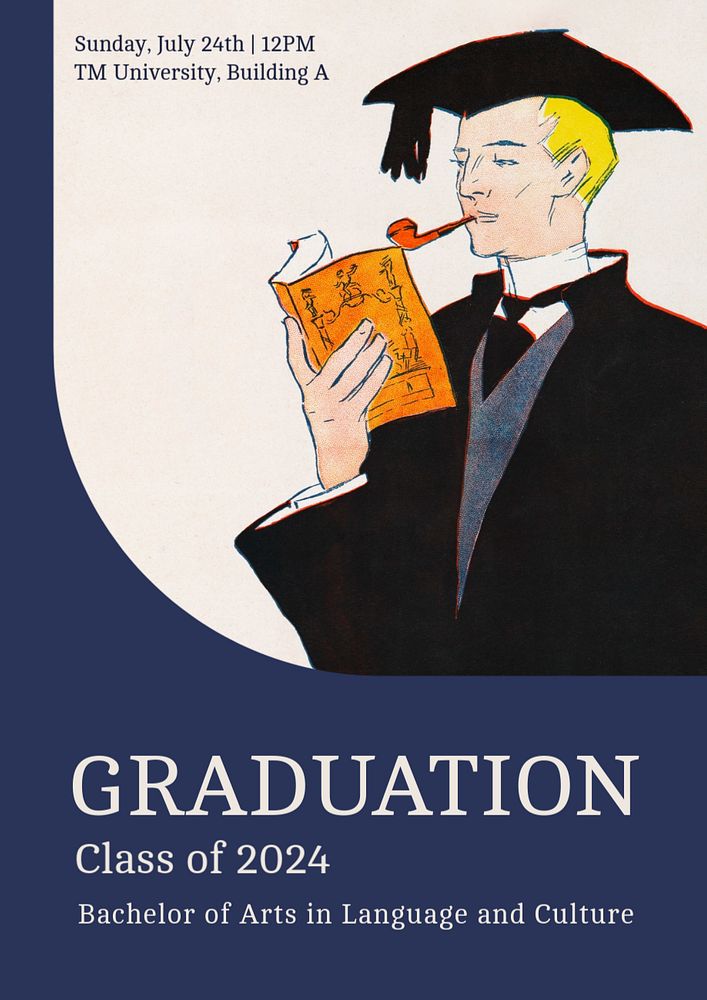 Art Nouveau graduation poster template, editable vintage design, remixed by rawpixel