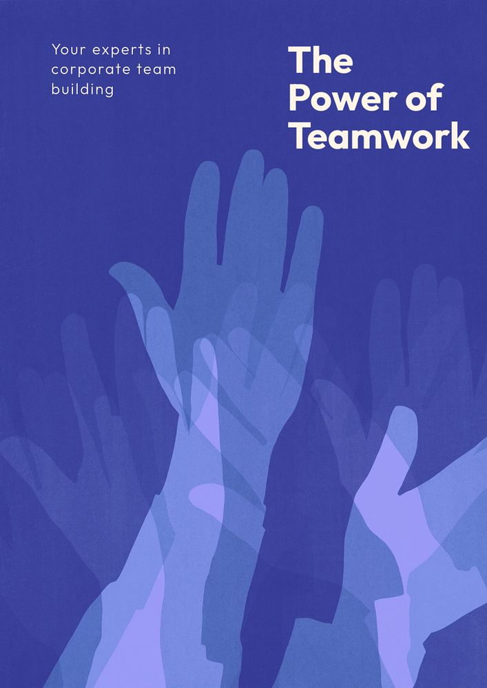 Teamwork power poster template, editable retro blue design remixed from original vintage poster by rawpixel