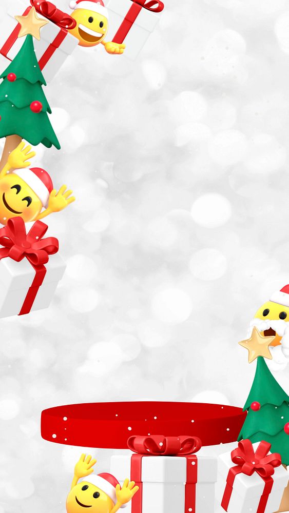 Christmas product backdrop phone wallpaper, 3D emoji illustration