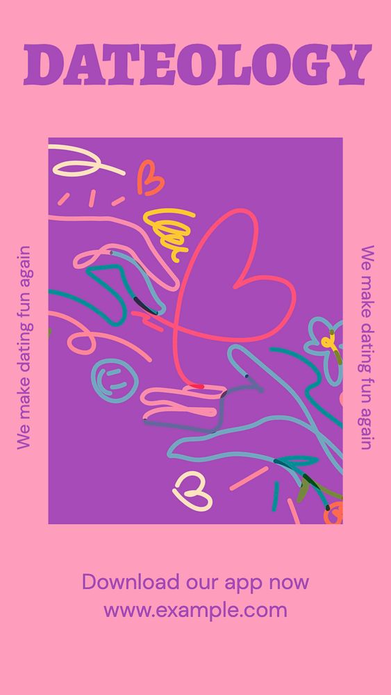 Online dating app Instagram story template, editable text and funky design