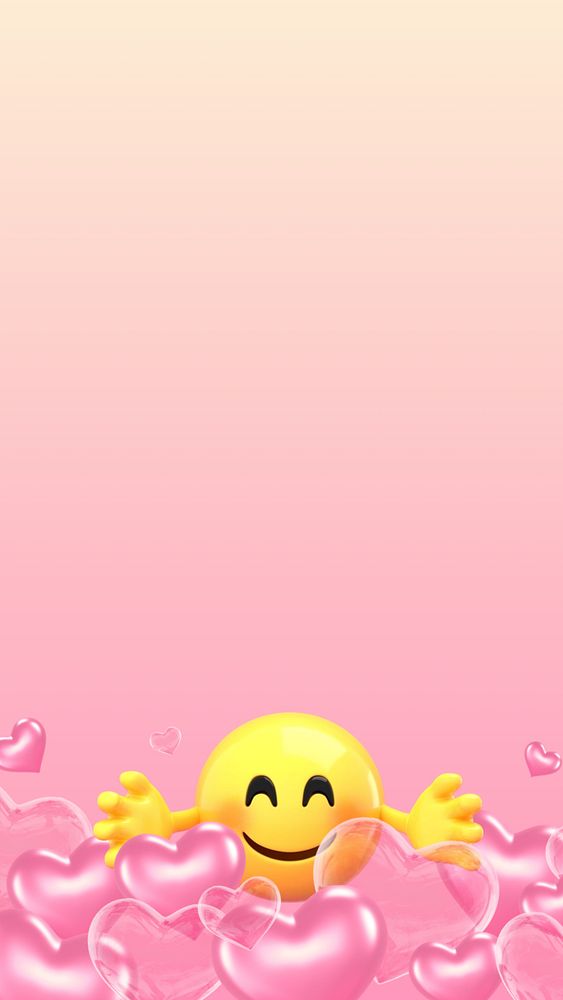 3D emoticon pink iPhone wallpaper, love illustration