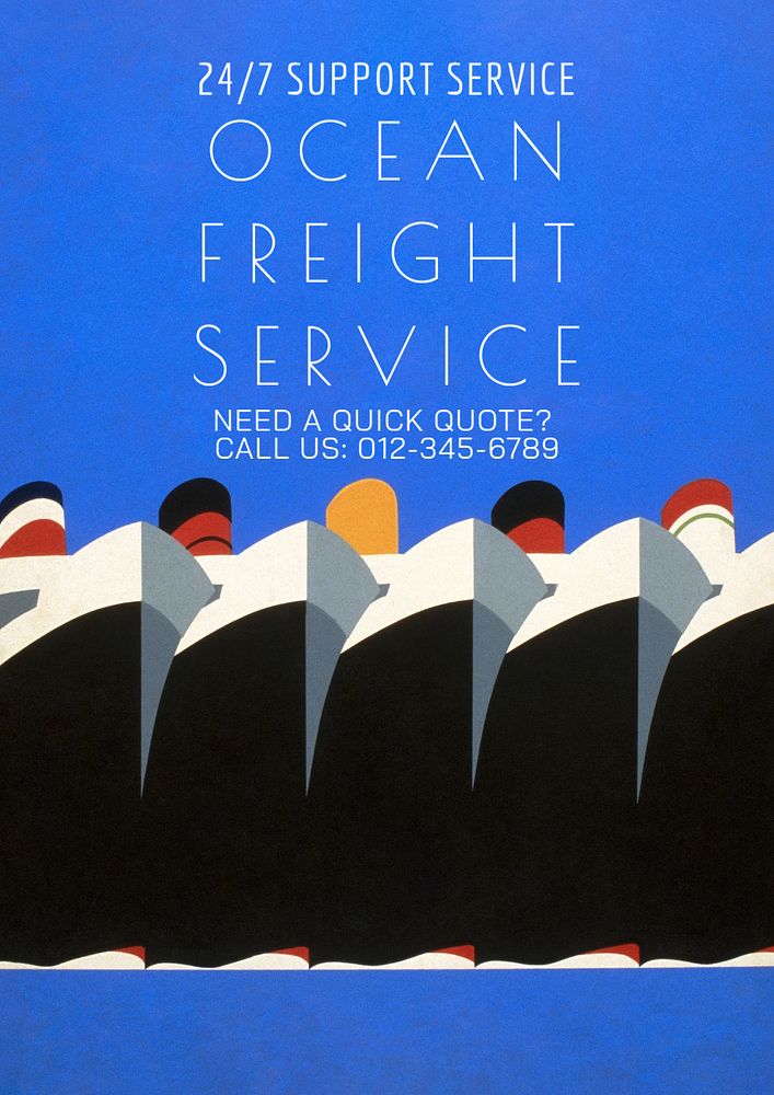 Ocean freight service poster template, editable vintage design remastered and made editable by rawpixel
