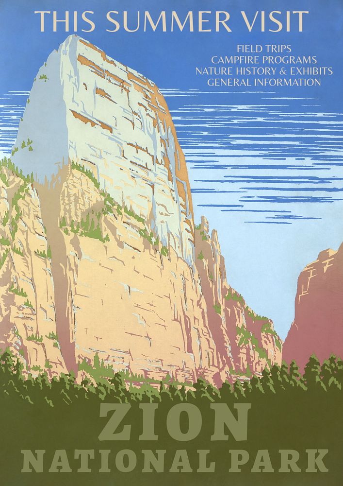 Zion National Park poster template, editable US nature art design  remastered and made editable by rawpixel