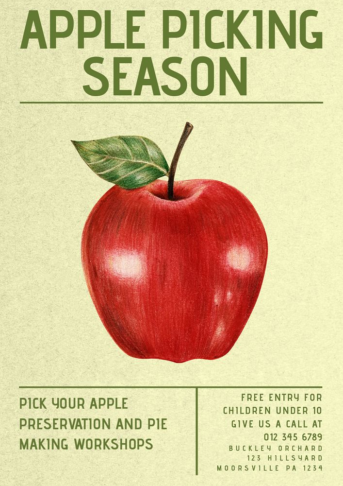 Apple picking season poster poster template, customizable design 