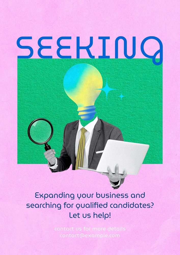 Job seeking poster template, customizable advertisement