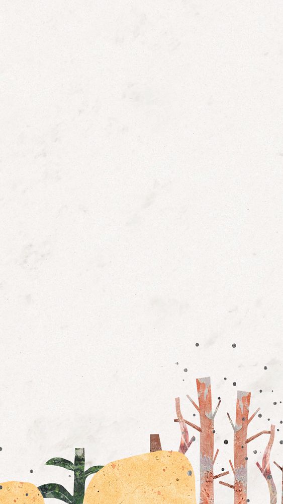 White landscape border iPhone wallpaper, paper texture, editable design